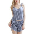 thumbnail image 1 of B91xZ Womens Pjs Sets Two-Piece Sleepwear Button-Down Floral Pj Set,Blue L, 1 of 5