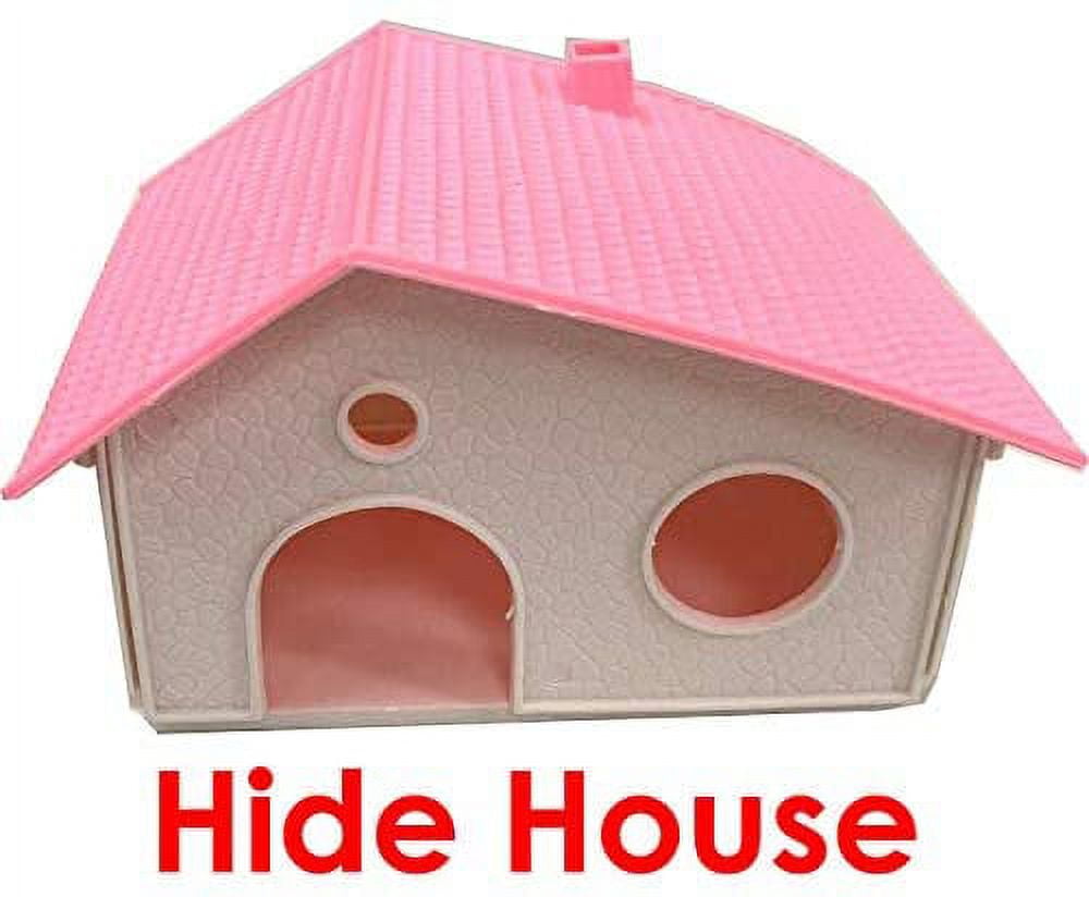 Pink Large 3-Story Hamster Habitat House Critters Expandable and Customizable Cage Gerbil Mouse Mice Complete Set of Accessories Crossover Tube Tunnel