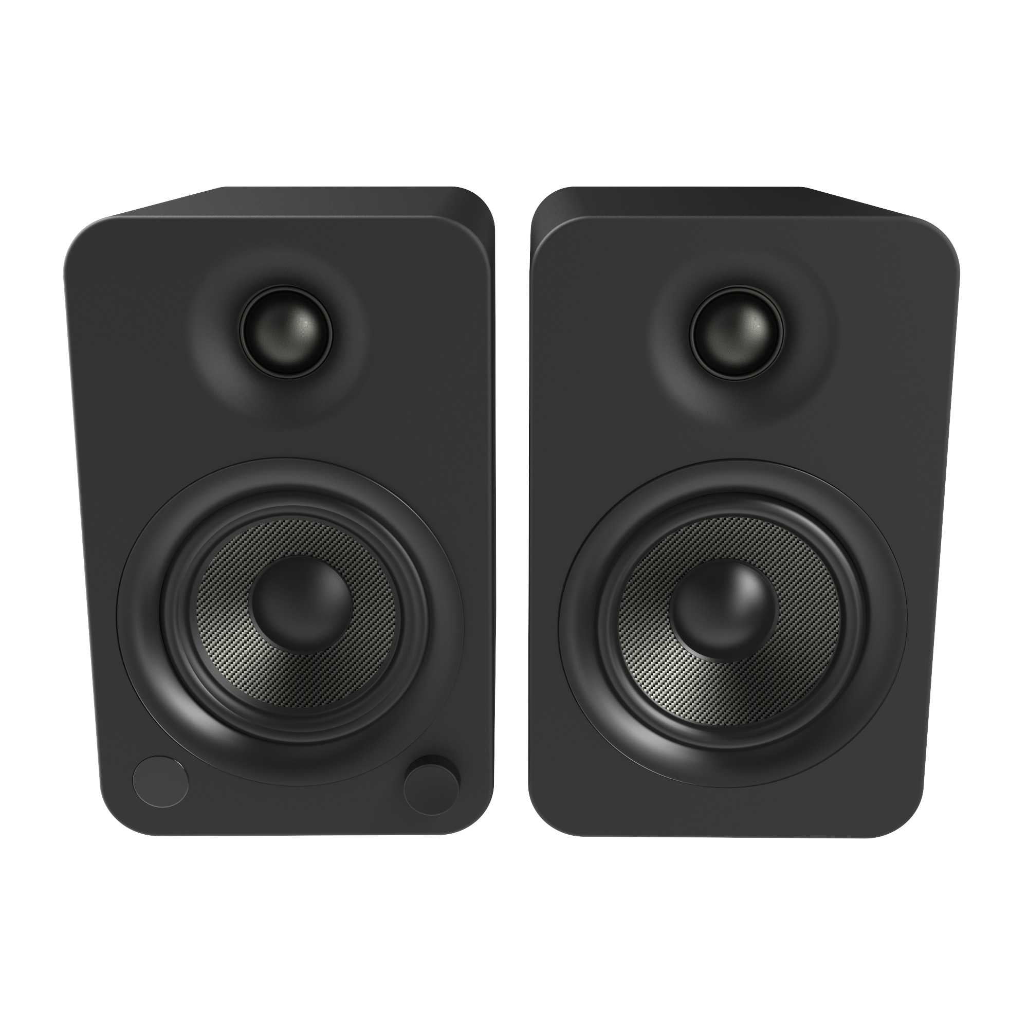 Kanto YU4MB YU4 Matte Black Powered Speakers with Bluetooth, Pair, with Pair of SP32PL 32" Floor Speaker Stands, Black
