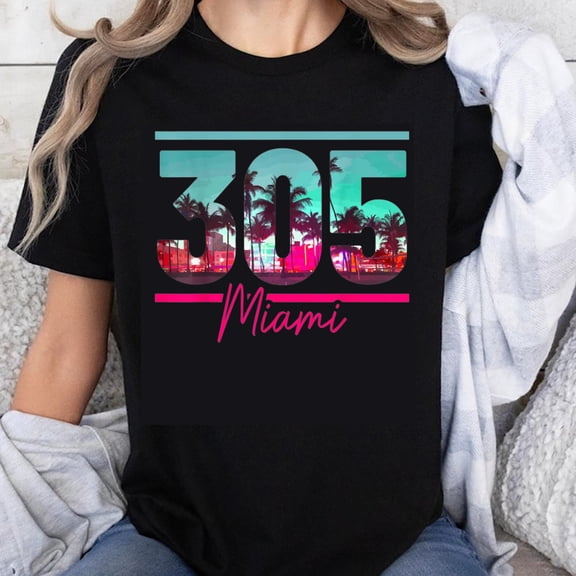 100% Cotton Miami Palm Trees Sunset Gradient