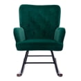 thumbnail image 3 of Velvet Rocking Chair, Upholstered Accent Armchair with Tufted High Back and Wood Legs, Modern Leisure Rocker Reading Chair for Living Room, Bedroom and Office, Green, 3 of 7