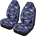 thumbnail image 6 of Qpednta Skull Flower Car Seat Covers Sets 4 Pack Vehicle Seat Protector Front and Rear Split Bench for Cars Easy to Install Accessories Auto Trucks Van SUV, 6 of 7