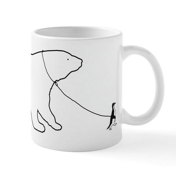 CafePress - Penguin And Polar Bear Mugs - 11 oz Ceramic Mug - Novelty Coffee Tea Cup