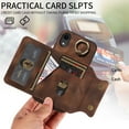 thumbnail image 2 of Dteck for iPhone XS Max Case with Card Holder, Retro PU Leather Wallet Case with Rotating Ring Kickstand, Slim Back Protective Cover Case for iPhone XS Max,Brown, 2 of 7
