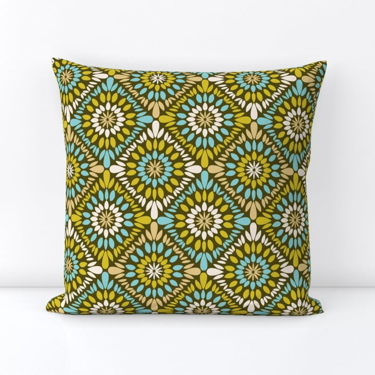 4 Velvet 18x18 in Square Throw Pillow Covers with Gold Geometric Print