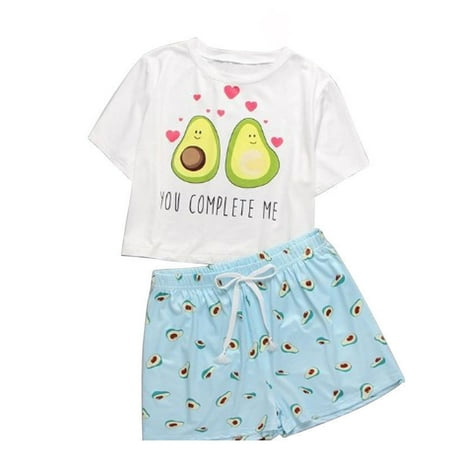 

2020 New Wish Amazon Independent Station Aliexpress Fashion Trend Loose Short Sleeve Pajamas