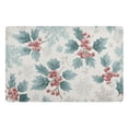thumbnail image 2 of Blue Gray Snowflake Holly Leaves Berries Christmas Doormats Welcome Mats Gate Pads Entryway Outdoor 32" x 20", 2 of 8