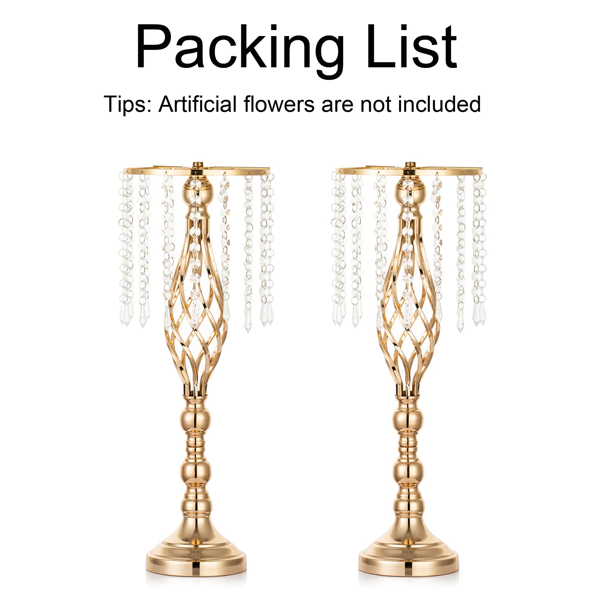 Nuptio Crystal Gold Wedding Centerpiece Vases, 2-Piece photo 7
