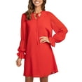 thumbnail image 4 of VISgogo Vestido Corto Mujer, Color Sólido Escote en V Manga Larga Amarre Volante Suelto Una Pieza para Primavera Otoño, S/M/L/XL VISgogo moda, 4 of 9