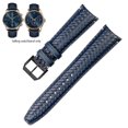 thumbnail image 3 of Correa de reloj de piel de vaca tejida para cronógrafo portugués IWC IW344205, correa de hebilla plegable Portofino de 22 mm, color azul y negro, 3 of 5