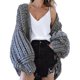 thumbnail image 5 of Chaqueta tipo suéter con mangas abullonadas de murciélago tejida a mano pura de estilo europeo y americano para mujer, otoño e invierno, 5 of 5