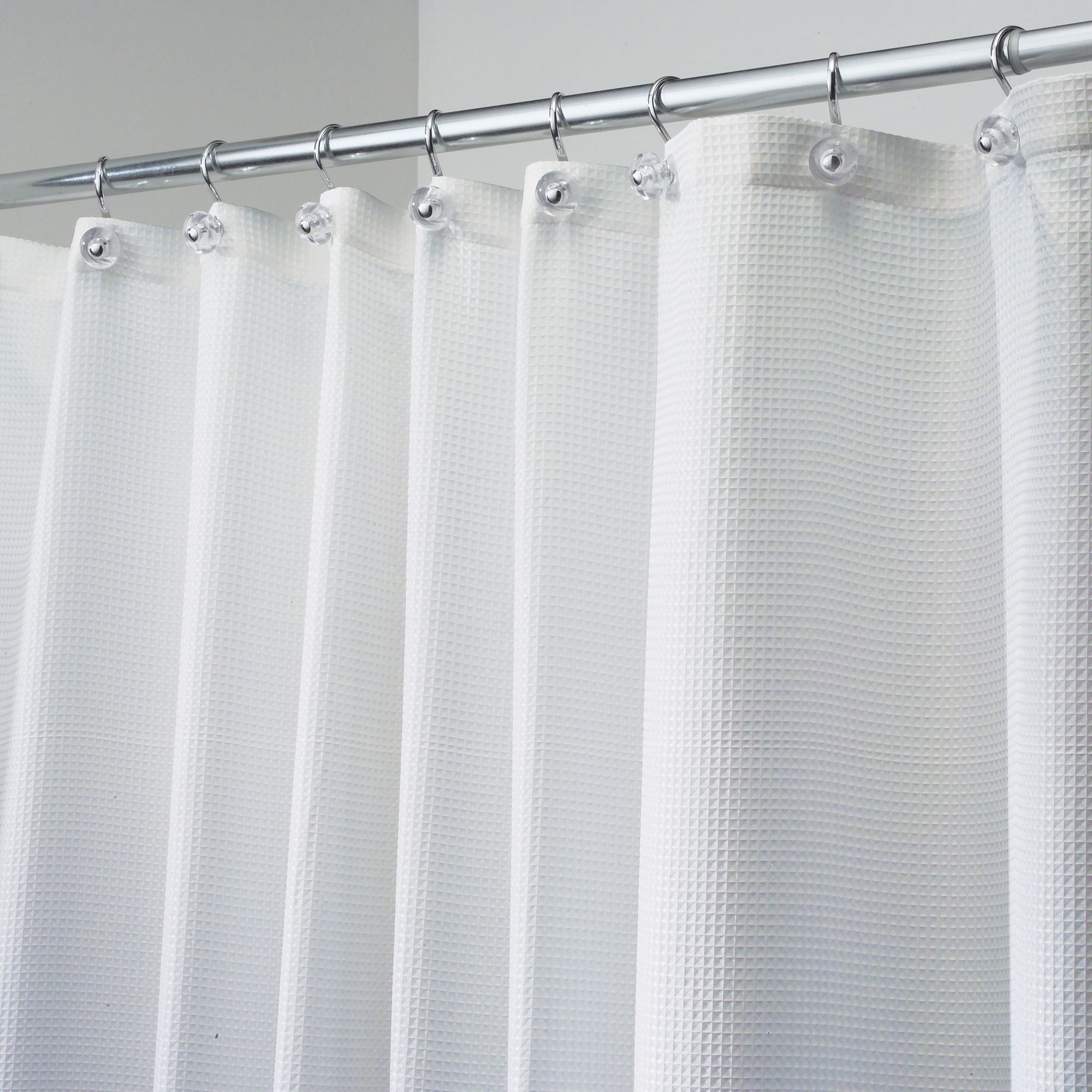 White Carlton Fabric Shower Curtain, Long 72" x 84", iDesign - Walmart