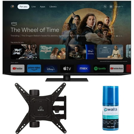 SHARP 4T-C65FV1U 65 Inch Class AQUOS XLED 4K Ultra HD Mini LED Google TV with a Walts TV Medium Full Motion Mount for 32"-65" Compatible TV's and Walts HDTV Screen Cleaner Kit (2024)