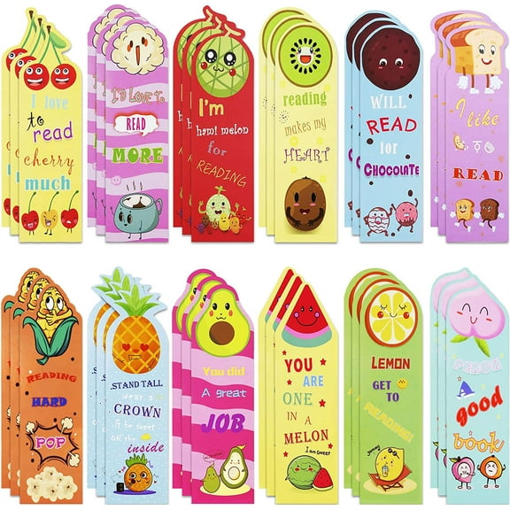 TRIANU Scratch and Sniff Fruit Scented Bookmarks 36Pcs Classroom Bookmarks Kids Bookmarks Fun Bookmarks for School Students Girl Boys, 12 Styles