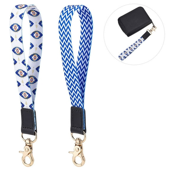 2 pcs Wristlet Lanyard Mixed color Nylon Keychain Wrist Straps Hand Wrist Lanyard with Alloy Lobster Clasps Clips for Women Men Car Keys Wallet Phone Camera 1box