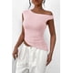 thumbnail image 5 of Remera PRETTYGARDEN 2025 Top Corto Fruncido de Un Hombro Rosa S, 5 of 8