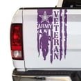 thumbnail image 1 of Veteran Army Retired Soldier Distressed American USA US Flag Truck Tailgate Vinyl Decal Compatible with most Pickup Trucks U.S. Army Sticker USAF USMC US Navy Decal (11" x 20", Violet), 1 of 8
