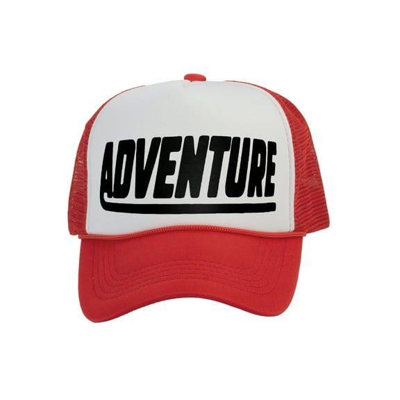 Men's Adventure Hat Outdoor Trucker Cap, White/Red