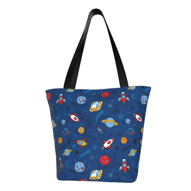 Fotbe Space Bolsa de Playa con Estampado, Bolsa de Hombro, Bolsa de Mano Espaciosa, Bolsa de Viaje Ligera, Bolsa de Compras Versátil