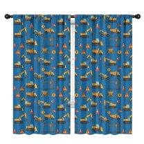 Blackout Kids Curtains,Cartoon Construction Vehicles Cones Blue Pattern Childrens Insulated Curtains Set Of 2,Bedroom Essentials,Toddler Room Decor 42"x84"