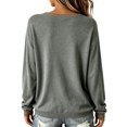 thumbnail image 3 of Womens Sweatshirt Distressed Washed V Neck Broom Witch Print Long Sleeve Pullover Relaxed Fit Casual Fall Festival Halloween Top Gray L, 3 of 3