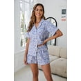 thumbnail image 6 of LUBOT 100% Cotton Pajamas for Women 2 Piece PJ Set Woven Poplin Ladies Button Down Short Sleeve Summer Sleepwear Berry M, 6 of 8