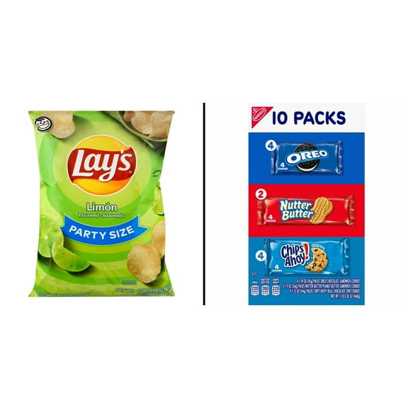 Lay's Limon Potato Chips 13 oz & Nabisco Cookie Variety Pack 10 ct