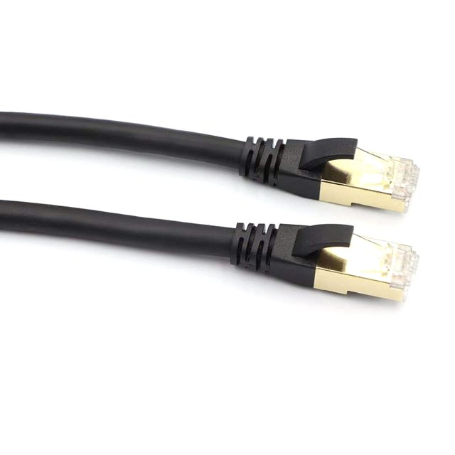 Cable Ethernet Cat8 Cable Cable Ethernet de Red de Alta Velocidad 40 Gbps 2000MHz/ PAR TIempo TransOdado/ Interfaz RJ45 Chapada Dorada Black