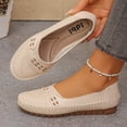 thumbnail image 2 of Hurxie Women's Classic Loafers Lightweight Non-Slip Hand-Stitched Nurse Shoes Comfortable Soft Sole Slip-On Leather Flats Beige 9, 2 of 6