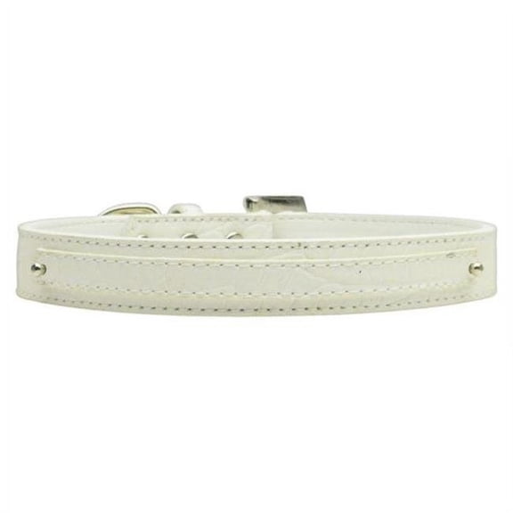 38 in. - 10mm Faux Croc Two Tier Collars White Small