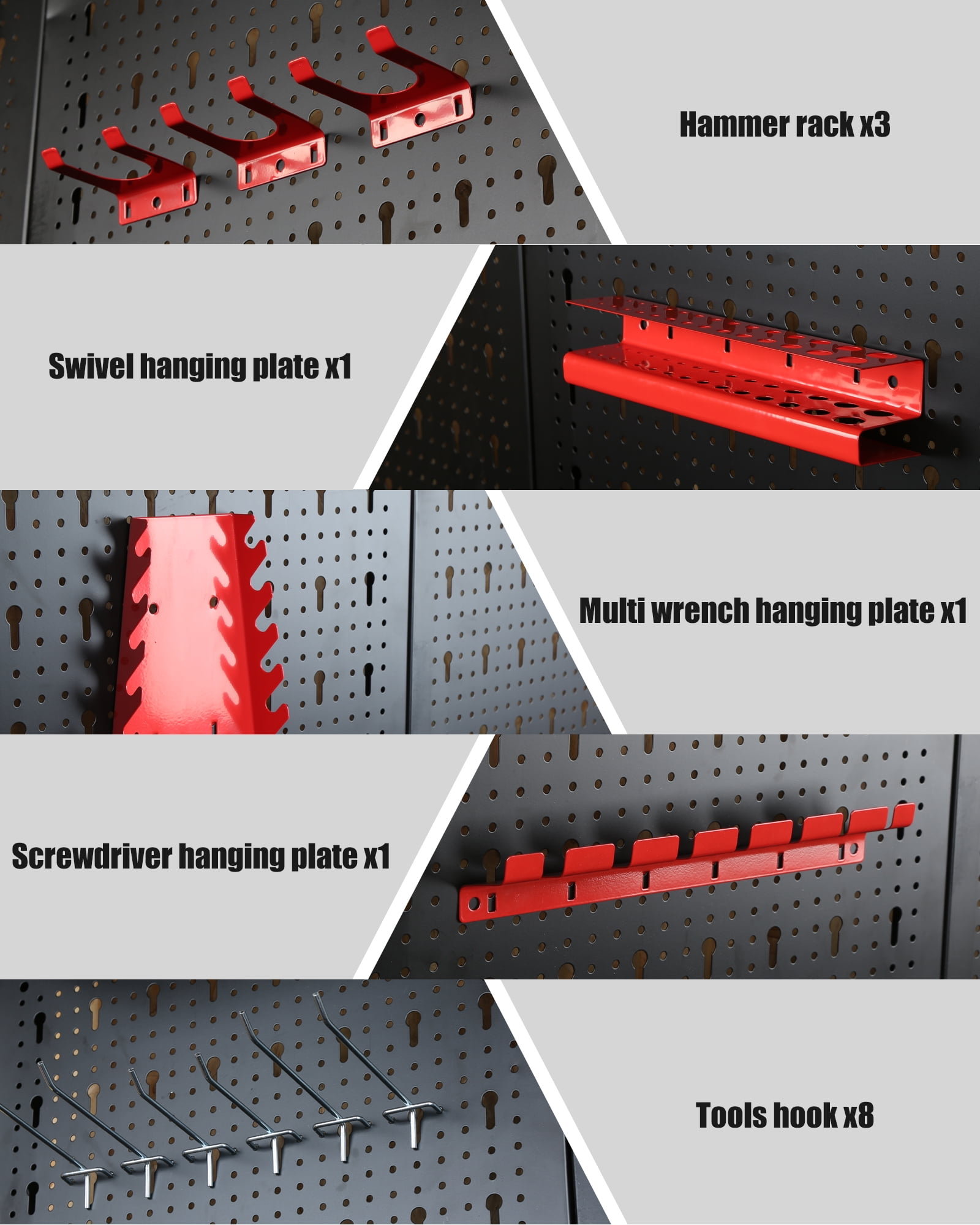 EXCITED WORK 31.5 inch Work Bench, 4 Shelf Multipurpose Garage Work Bench with Pegboard Hook Kit for Home Workshop Storage Tools and DIY Projects (H61 X W31.5 X D16)