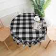 thumbnail image 2 of Gingham Buffalo Check Black And White Plaid Farm Waterproof Picnic Patio Party Round Table Cloth Cover Decorations Fabric 60 Inch Circular Tablecloth For 20-47 Inch Home Dining Room Kitchen Decor, 2 of 6