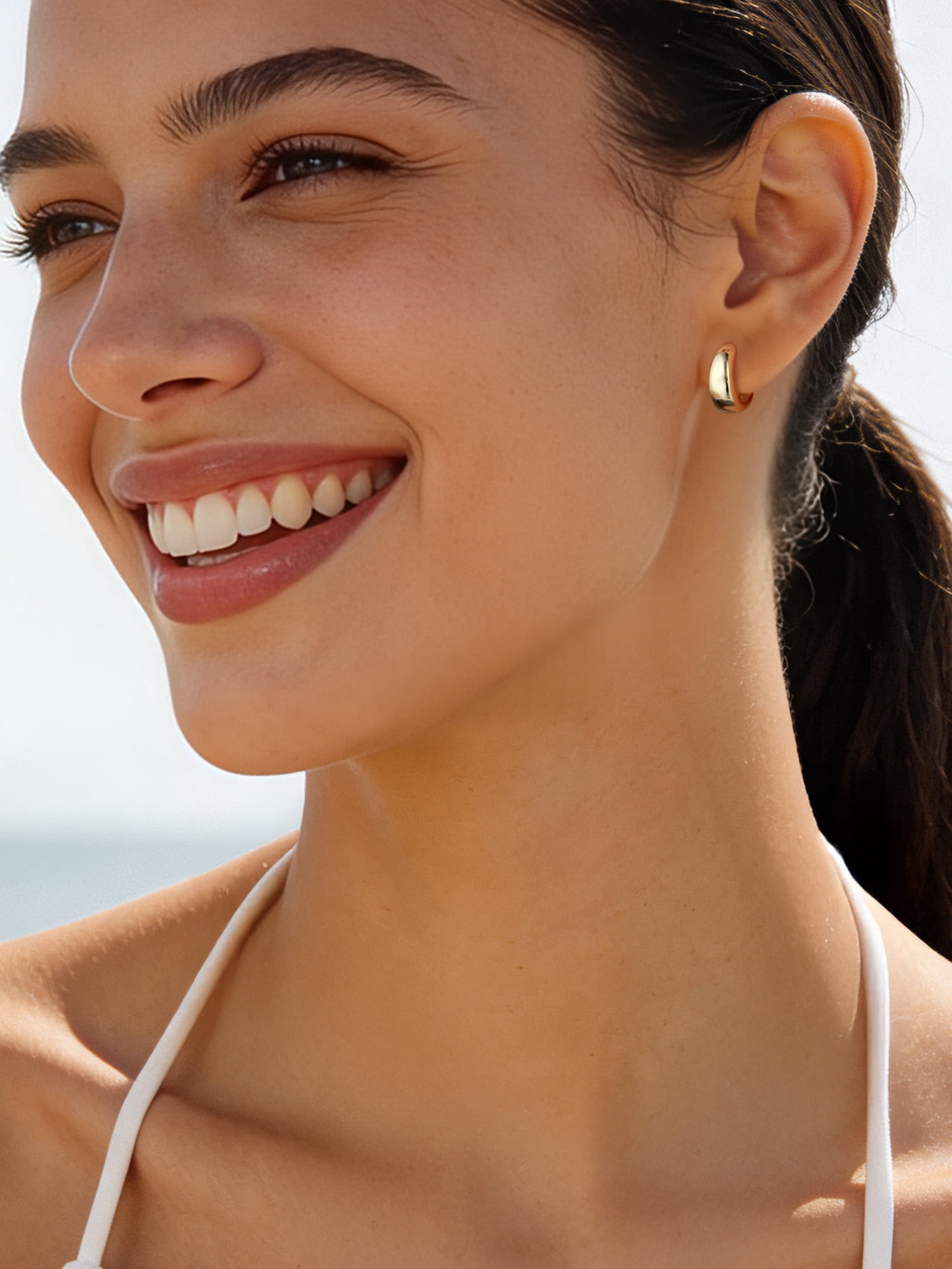 ChicSilver Solid 925 Sterling Silver Earrings Small Chunky Silver Earrings for Women 14K Gold Plated Small Hoop Earrings Silver Hypoallergenic Earrings Small Thick Huggie Hoops Earrings