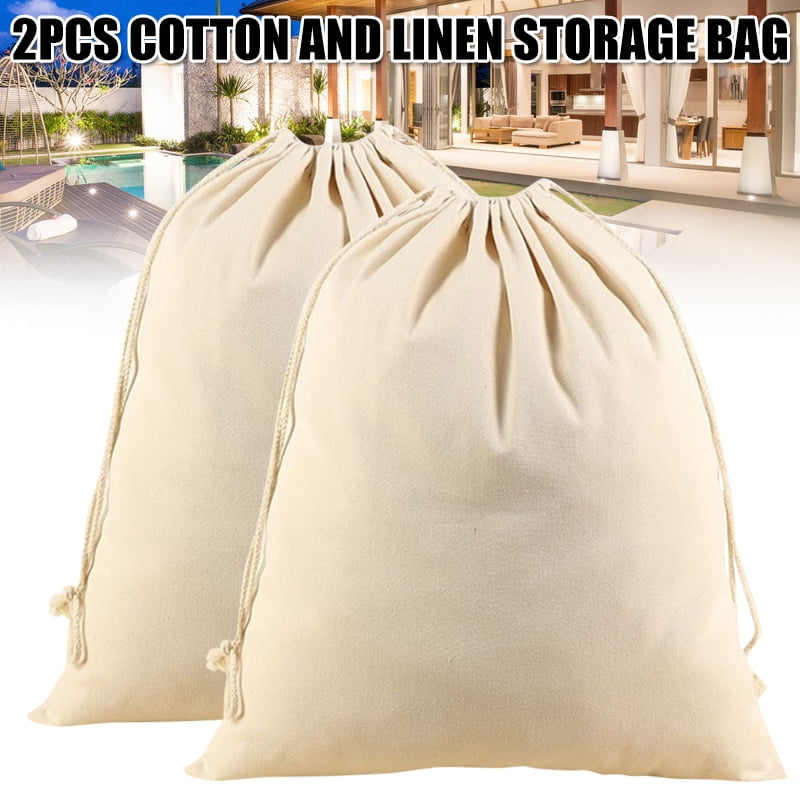 Stocking Xmas Sack Laundry Bag 100% Cotton Plain Drawstring Bags Storage 