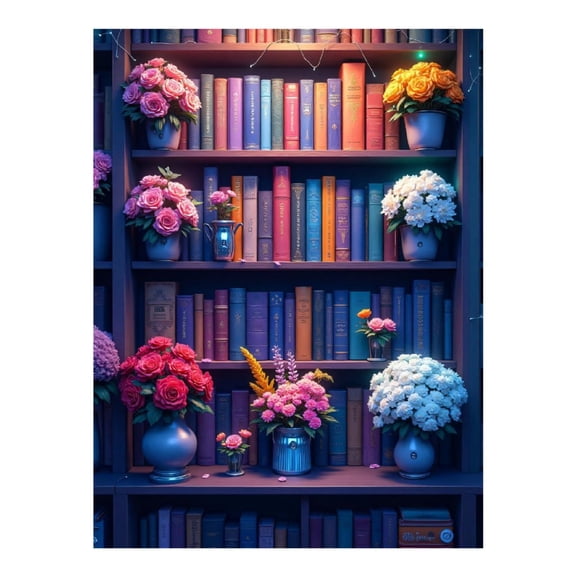 Diamond Art Kit for Adults, Classic Bookshelf Print No.3 Diamond Painting for Adults Beginners, 5D DIY Diamond Art Painting Kits, Colorful Diamond Painting Craft for Home Decor 12x16