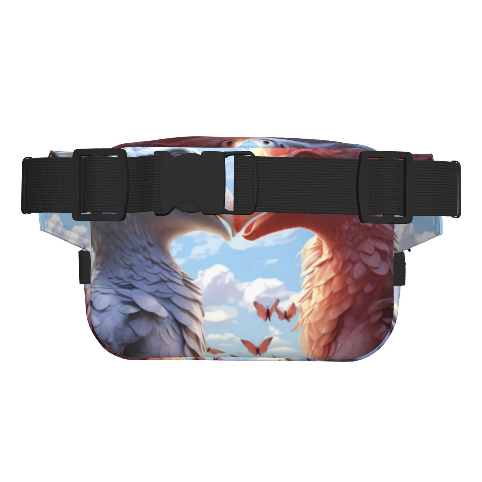 Kdxio Red And White Bird Couple Crossbody Double Layer Waist Bag Belt Bag for Unisex Fanny Pack Fashion Waist Packs for Hiking Running Shopping Traveling