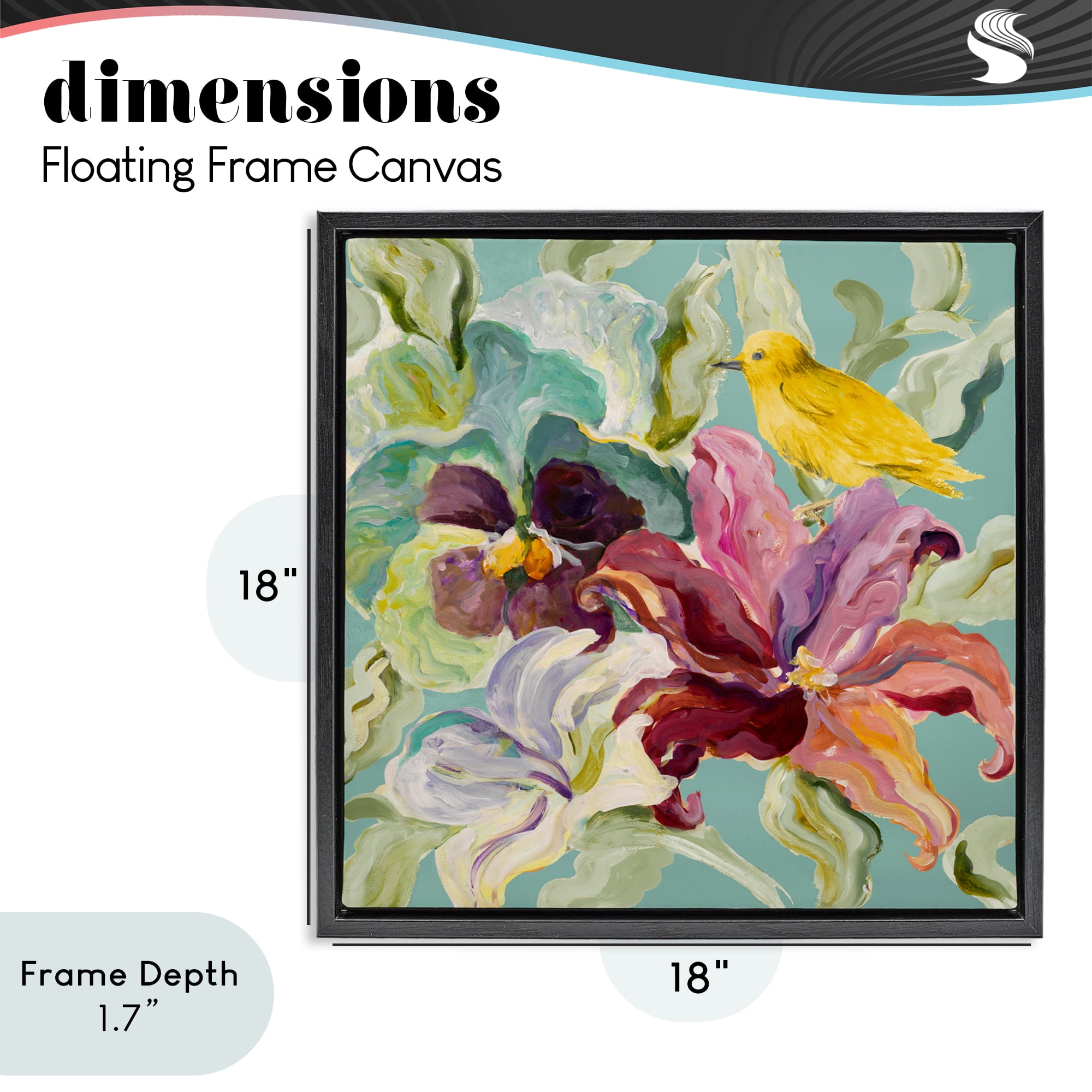 Stupell Industries Lyrical Garden Canary Black Framed Floater Canvas Wall Art, design by Lanie Loreth