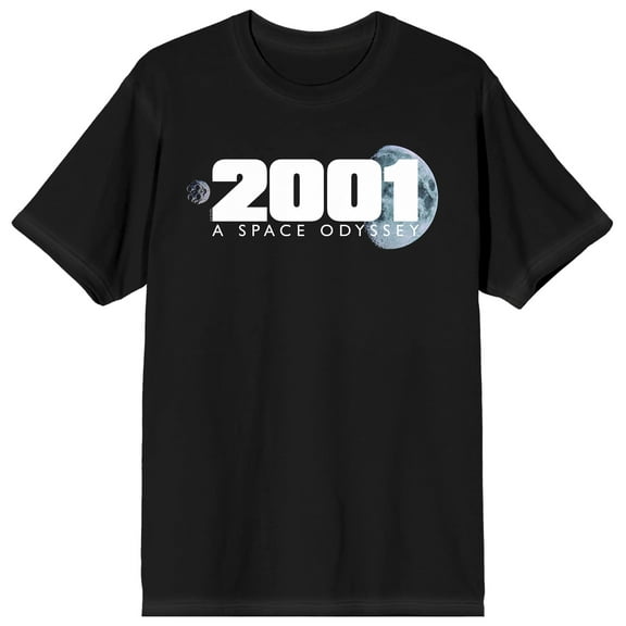 2001 A Space Odyssey Planets & Logo Crew Neck Short Sleeve Women's Black T-shirt-Medium