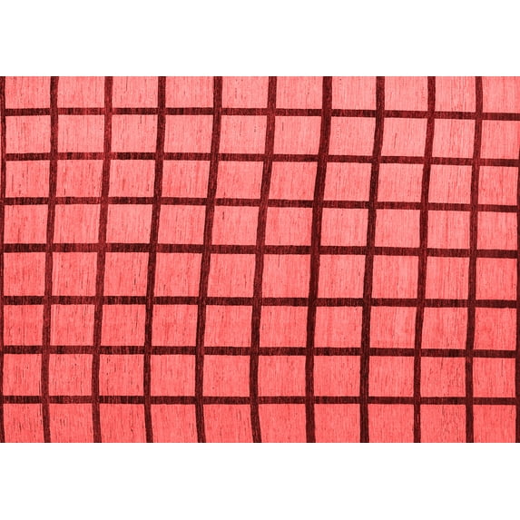 Ahgly Company Indoor Rectangle Checkered Red Modern Area Rugs, 3' x 5'