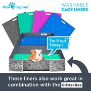 2ct 29x16” Paw Inspired Guinea Pig Cage Liner Pads | Washable Fleece Bedding , Pet Bed Mat for Guinea Pigs, Ferrets, Rabbits, Hamsters, Small Animals |Absorbent Pee Pad Waterproof Bottom (Gray)
