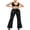 Black, variant on Women Flare Pants, Shiny Sequined Stretchy Slim Fit Ladies Long Trousers for Club Bar
