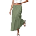 thumbnail image 6 of Maxi Skirts for Women Ruffle Pleated Tiered Smock High Waisted Drawstring Flowy Skirt Green XL, 6 of 6