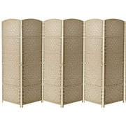 Sorbus Room Divider Privacy Screen, 6 ft. Tall Extra Wide Foldable Panel Partition Wall Divider, Double Hinged Room Dividers and Folding Privacy Screens, Diamond Double-Weaved (6 Panel, Beige)