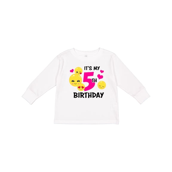 Inktastic Its My 5th Birthday with Smiling Emoticon Girls Long Sleeve Toddler T-Shirt