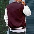 thumbnail image 5 of WTOBBY Men's Loose Fit Baseball Jersey Jacket, Casual Versatile Cardigan Style, Fashionable Outerwear for Street Style and Daily Wear,Wine L, 5 of 6