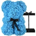 thumbnail image 1 of Oso rosa - Oso de peluche rosa de 10 pulgadas con abrazo de oso de peluche - Más de 250 docenas de flores artificiales - Caja de regalo transparente para el día de San Valentín, aniversarios y despedidas de soltera (vino) Ormromra WRMH-203-1, 1 of 5