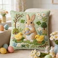 thumbnail image 4 of TanSiDing Spring Throw Pillow Covers - Watercolor Bunny in Flowers Cotton Pillow Cases Decorative for Easter Bunny Decor Couch Sofa Bedroom Living Room 45*45cm, 4 of 6