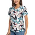 thumbnail image 2 of Vsdgher Butterfly Women Shirts V Neck Short Sleeve Tops T-Shirt Basic Tees, S to 3XLXX-Large, 2 of 5