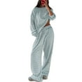 thumbnail image 1 of Pijamas de rayas for mujer, conjuntos de 2 piezas, camisetas de manga larga, pantalones anchos con cordón, conjuntos a juego, conjuntos de estar en casa, 1 of 7