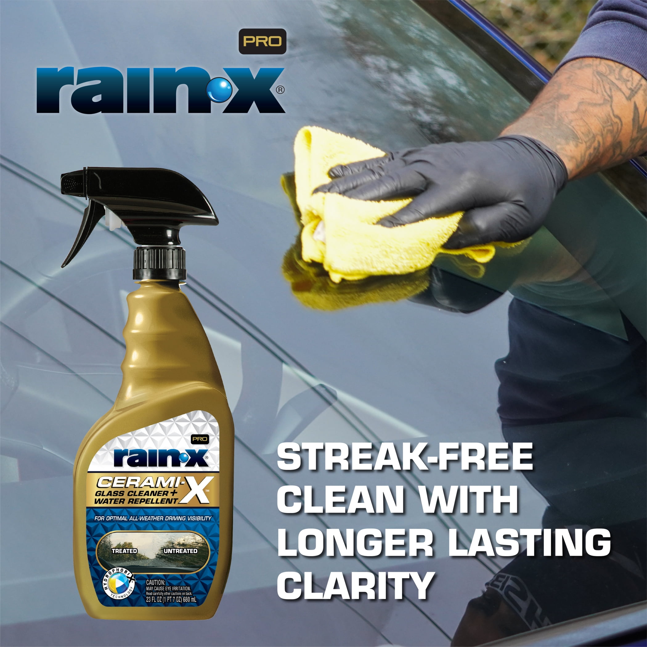 Rain-X 630178 Cerami-X Glass Cleaner + Water Repellent, 16oz - Cleaning  Effectively While Remaining Streak Free, Protecting Against Contaminants  and Stains